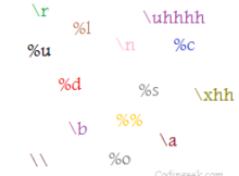 format specifiers and escape sequences